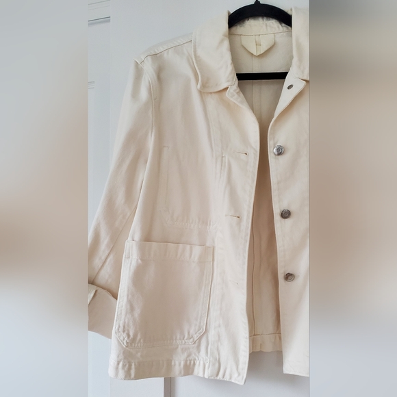 Arket Cotton Denim Chore Coat Jacket, White/Cream, M - Picture 5 of 13
